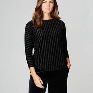 NWT Black Velvet J. Jill Wearever Striped Knit Size XS Relaxed Fit Silver Accent